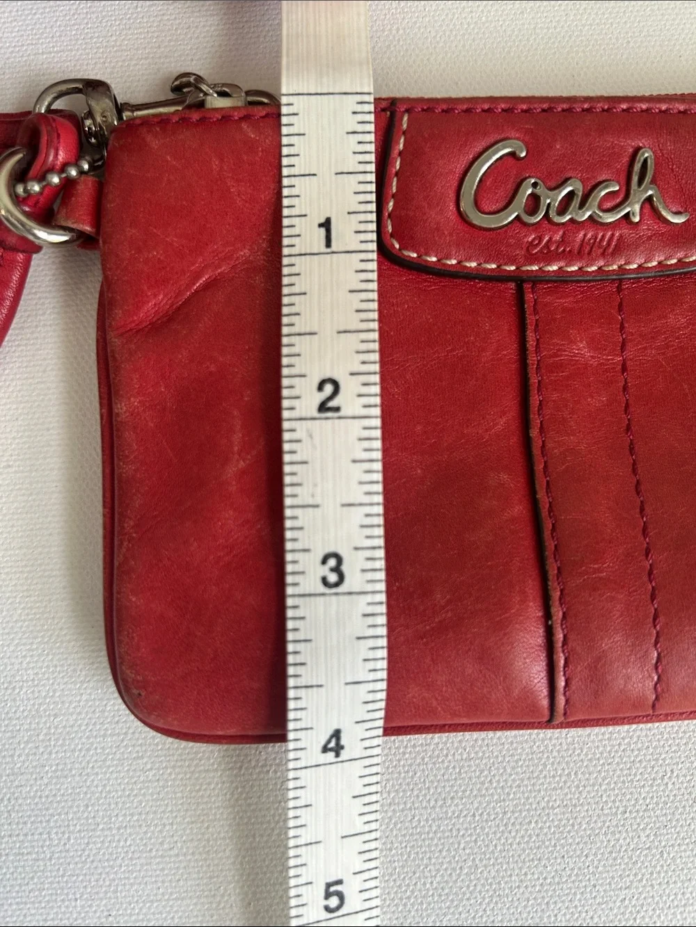 Coach Ashley Vintage Red Leather Wristlet